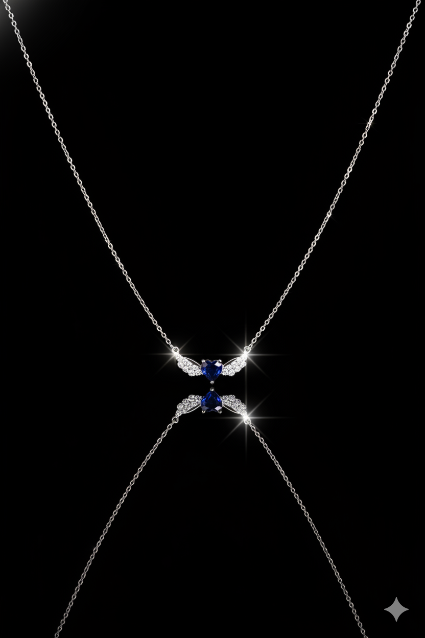 Collier Zeenah Cœur Azur Ailé