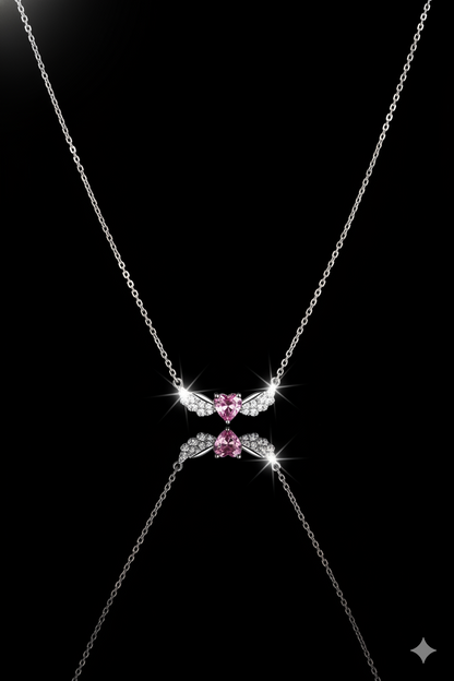 Collier Zeenah Cœur Ailé Rose Poudré