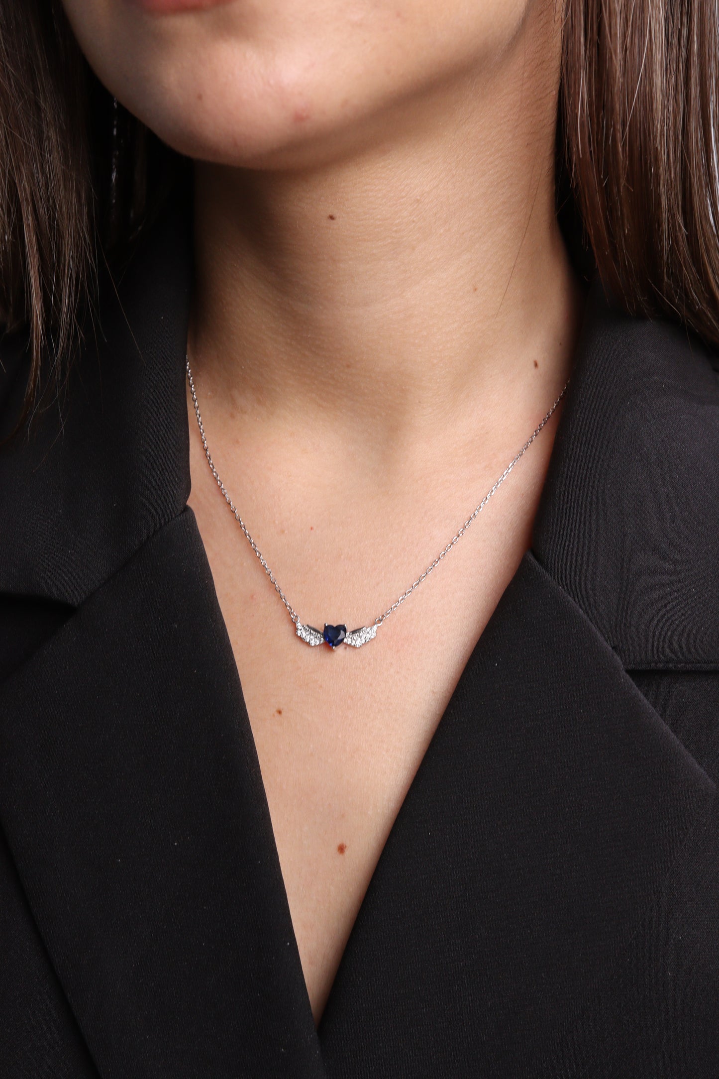 Collier Zeenah Cœur Azur Ailé