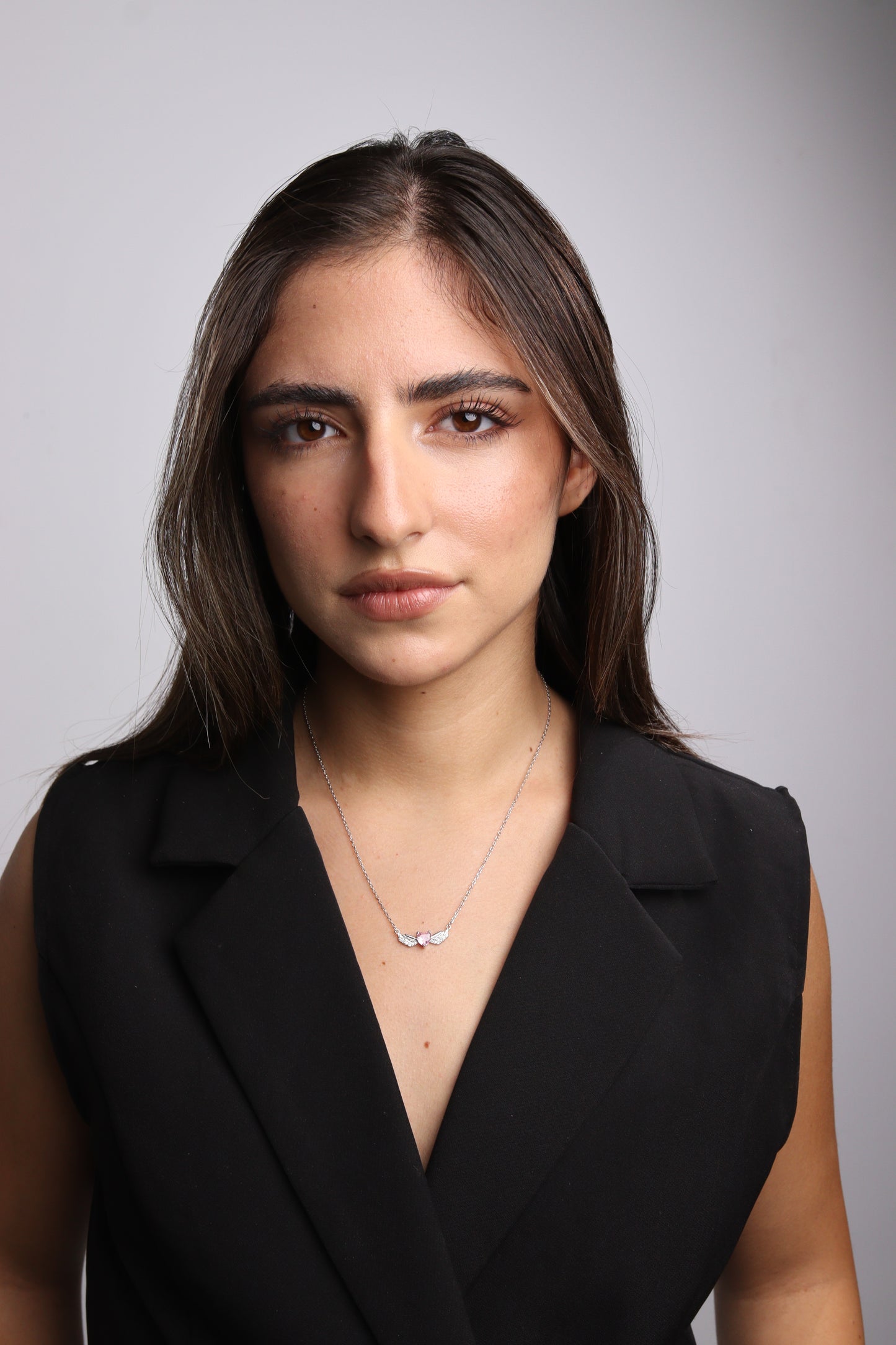 Collier Zeenah Cœur Ailé Rose Poudré